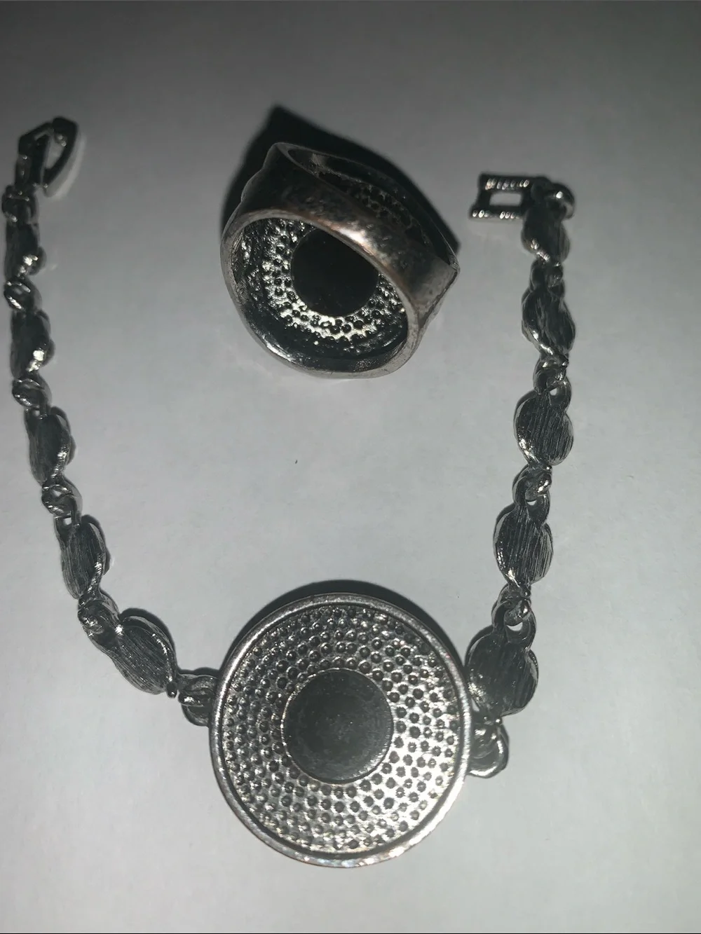Black Pavé Circle Link Bracelet and ring